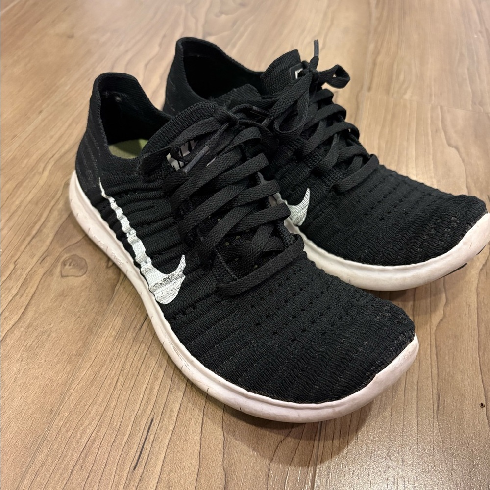Nike Black Knit Sneakers with White Swoosh